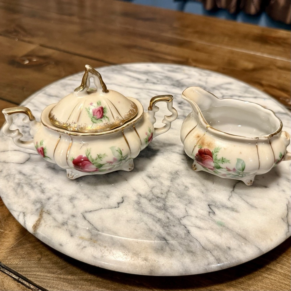15pc VTG 50s MCM Royal Sealy Japan Moss Rose Porcelain China Miniature Tea Set - Picture 12 of 13